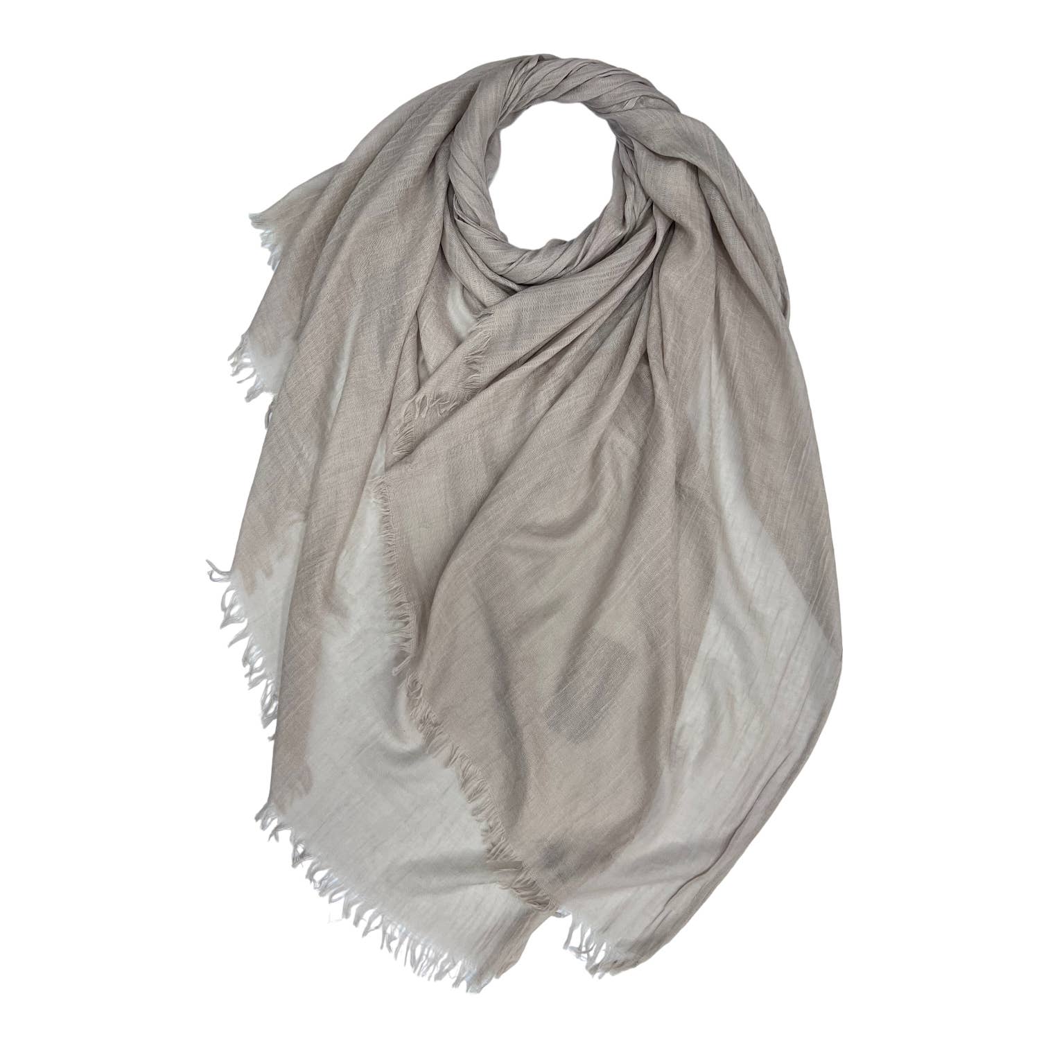 Classic plain cotton blend scarf finished with fringes: Timberwolve