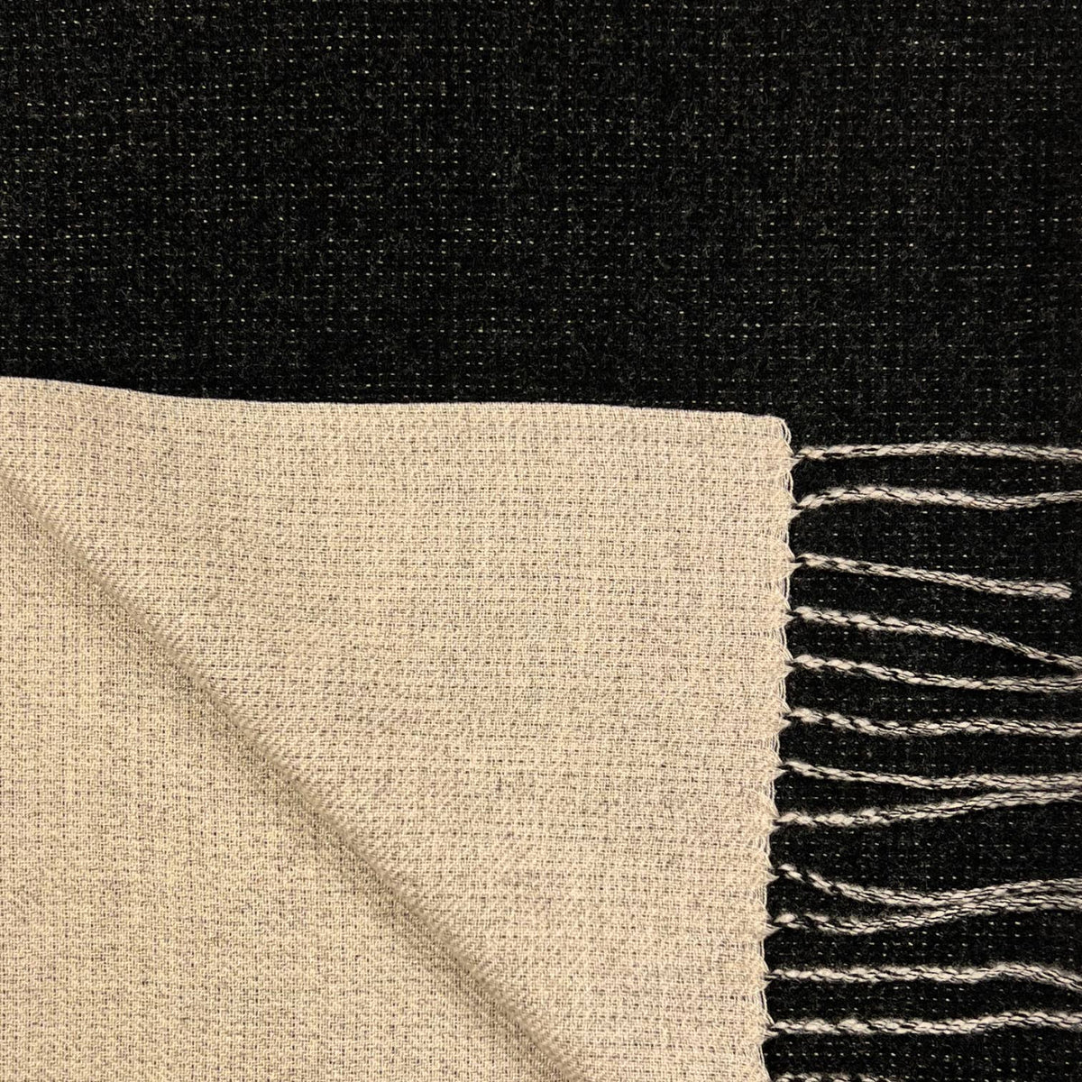 Reversible two tone coloured plain cashmere blend scarf: S