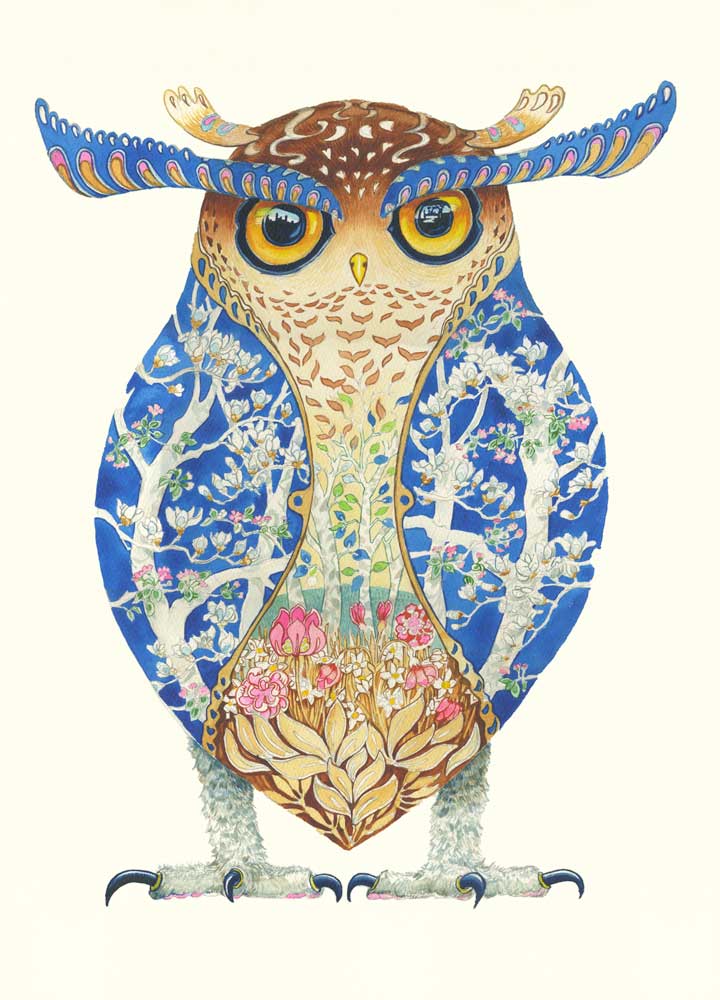 Spot Bellied Owl (eyebrows) - Greetings Card
