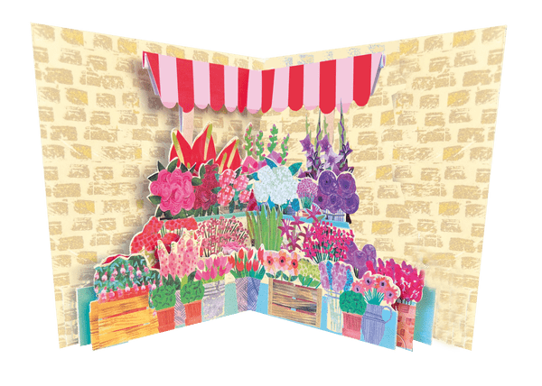 Flower Stalls Popup Card - The Nancy Smillie Shop - Art, Jewellery & Designer Gifts Glasgow