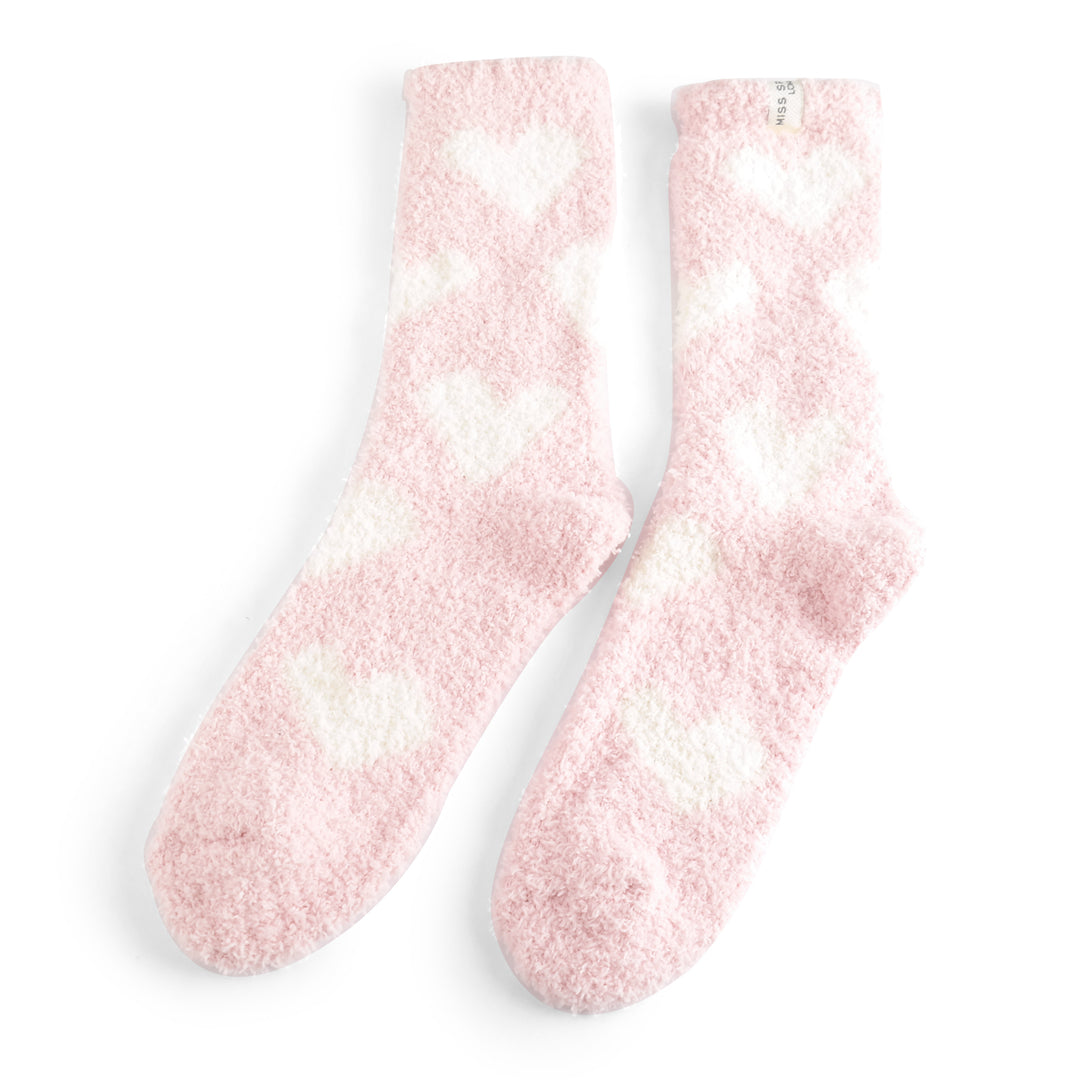 Pink Fluffy hearts Socks