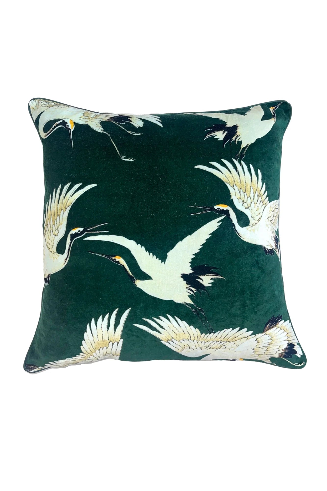 Forest Green Stork Cushion - The Nancy Smillie Shop - Art, Jewellery & Designer Gifts Glasgow