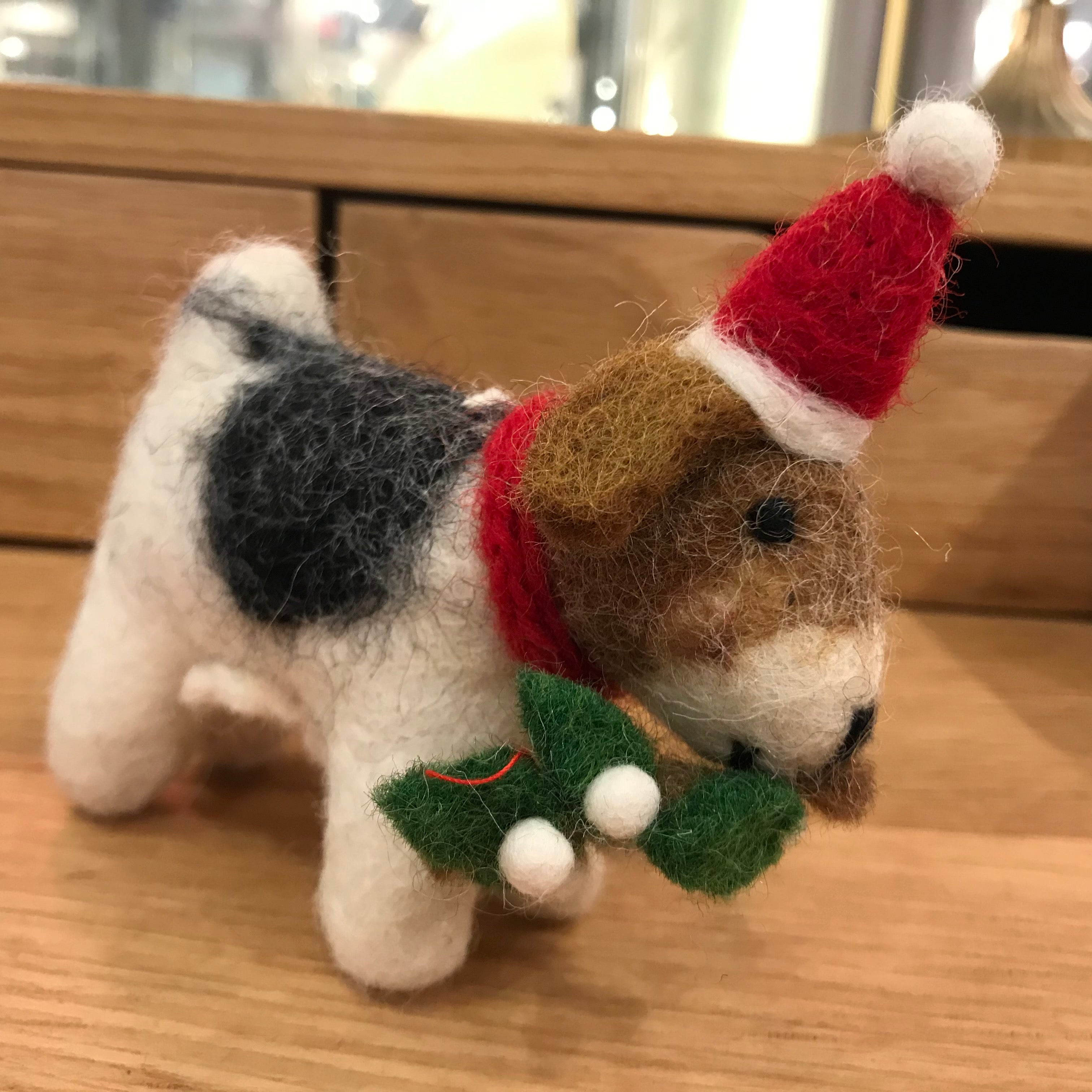 Fox Terrier With Mistletoe Decoration - The Nancy Smillie Shop - Art, Jewellery & Designer Gifts Glasgow