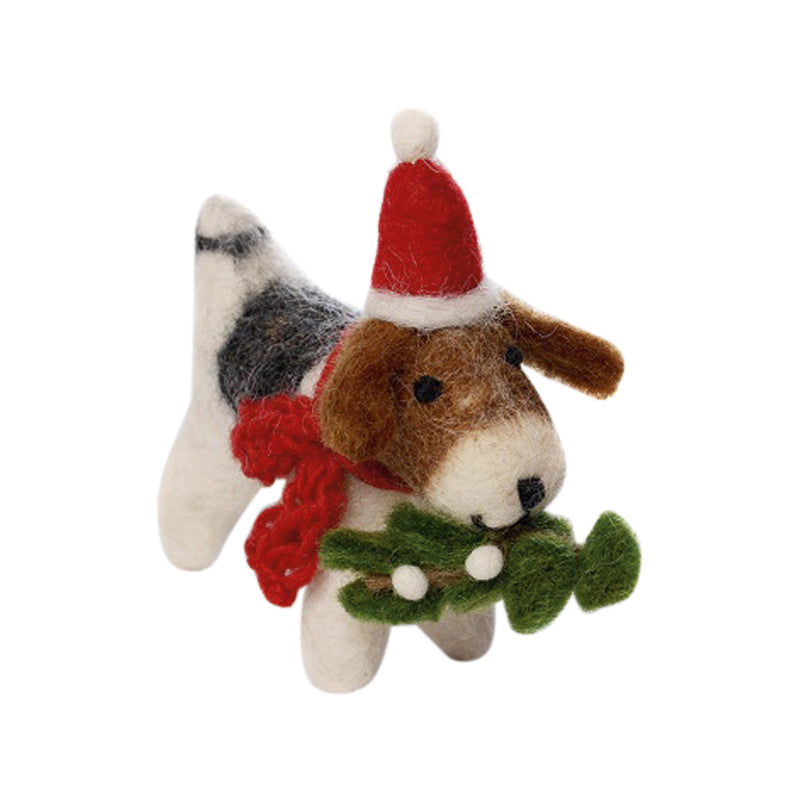 Fox Terrier With Mistletoe Decoration - The Nancy Smillie Shop - Art, Jewellery & Designer Gifts Glasgow