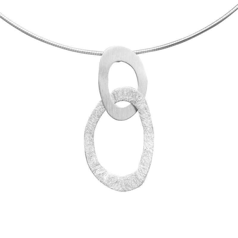 Silver Oval Hoops Pendant + Chain