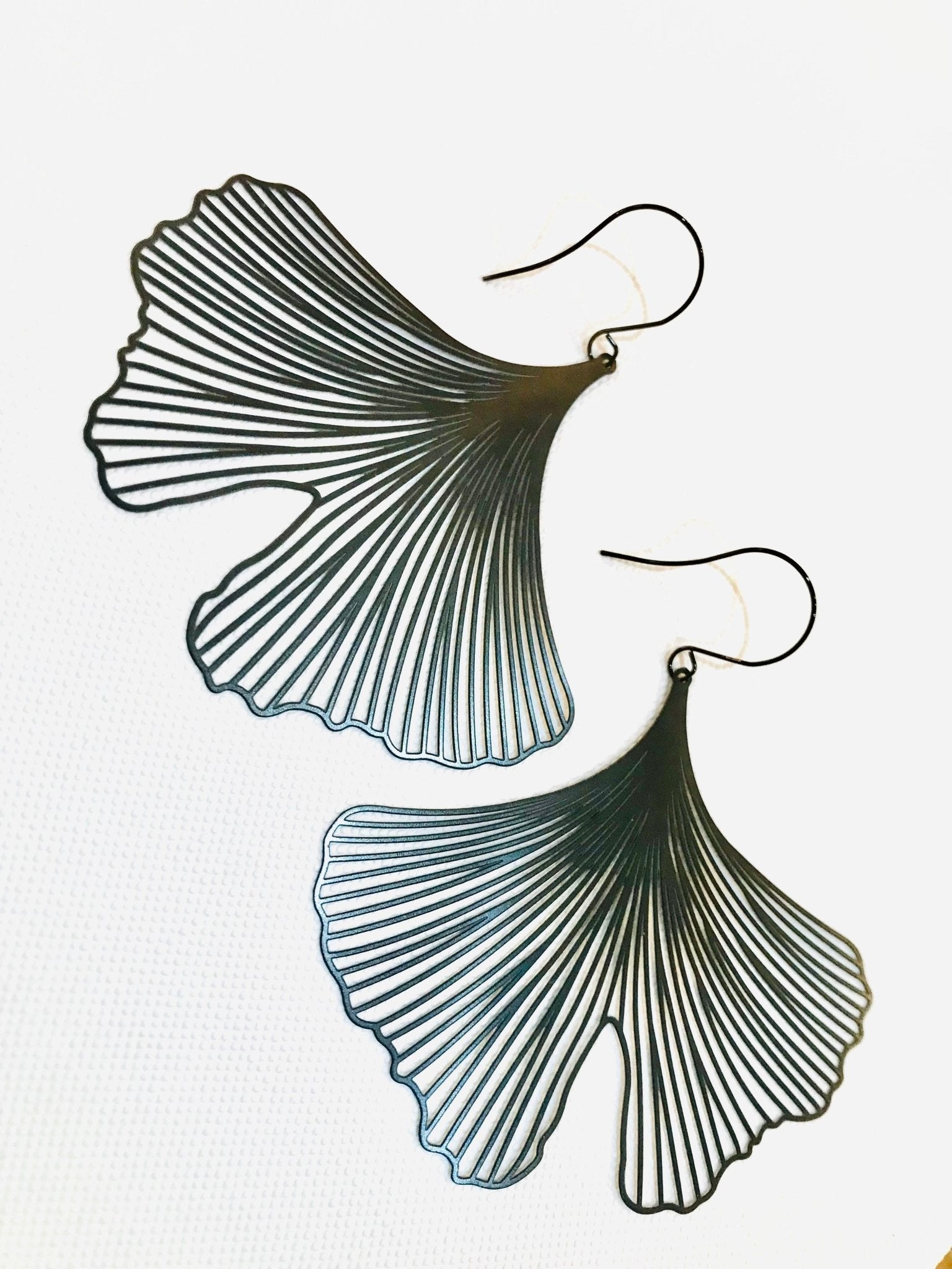 Ginkgo Earrings M Black - The Nancy Smillie Shop - Art, Jewellery & Designer Gifts Glasgow