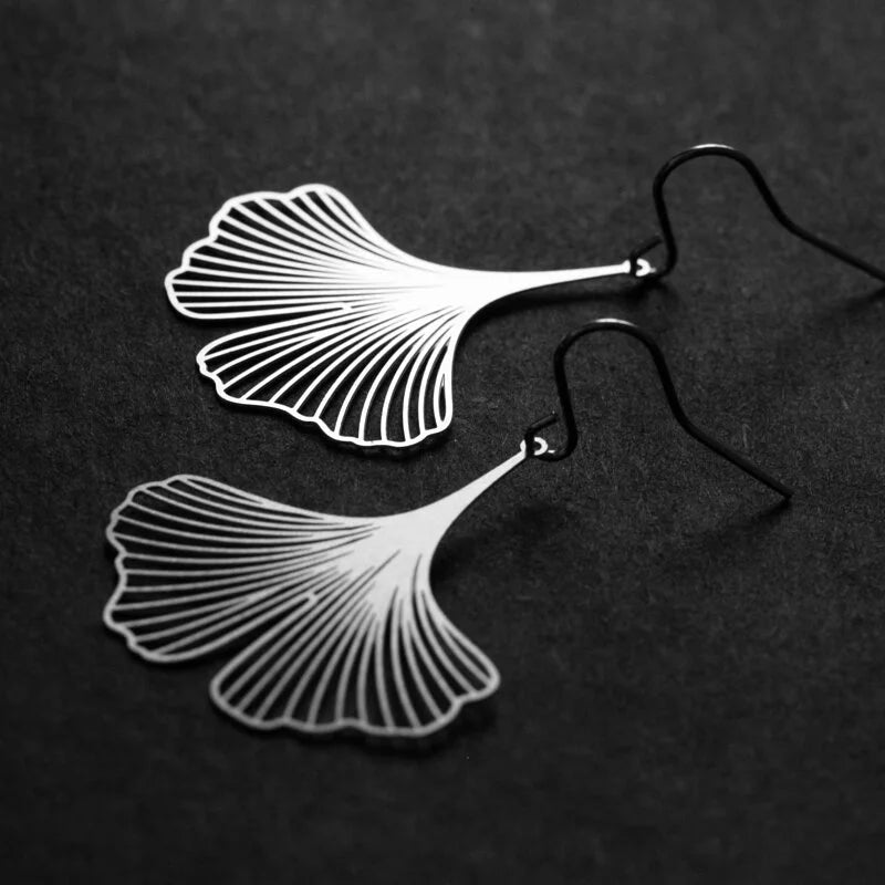 Ginkgo Earrings Silver - The Nancy Smillie Shop - Art, Jewellery & Designer Gifts Glasgow