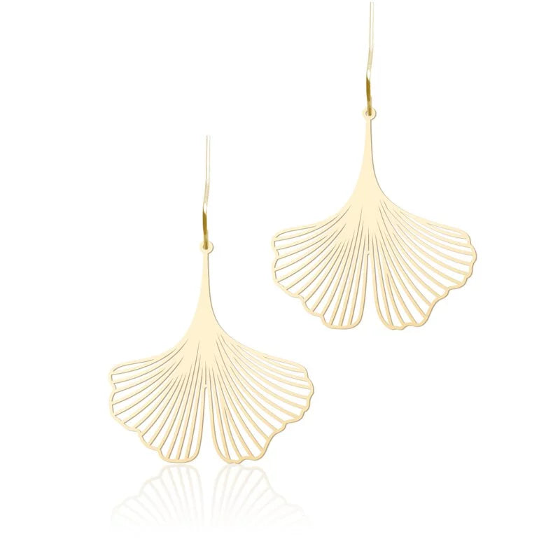 Ginko Earrings Gold - The Nancy Smillie Shop - Art, Jewellery & Designer Gifts Glasgow