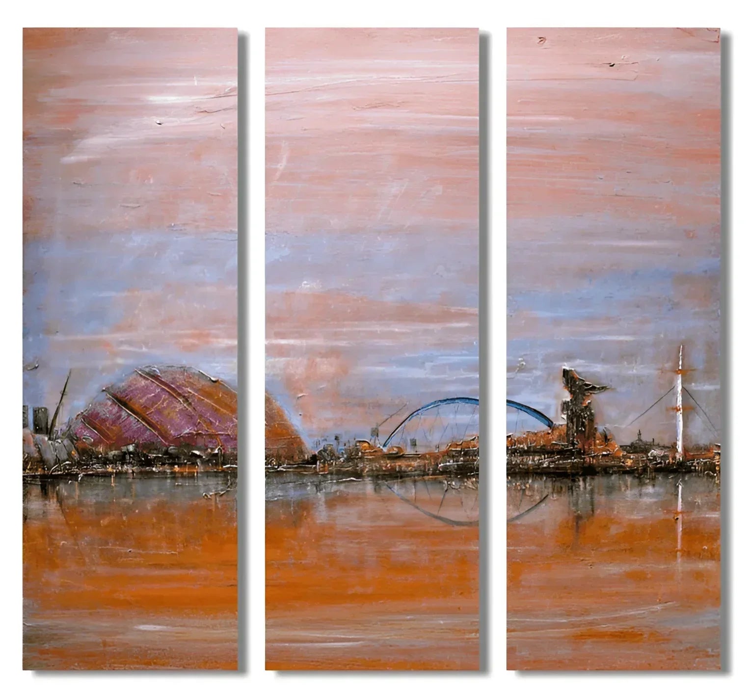 Glasgow Harbour Triptych  | Statement Interior Wall Art from Scotland