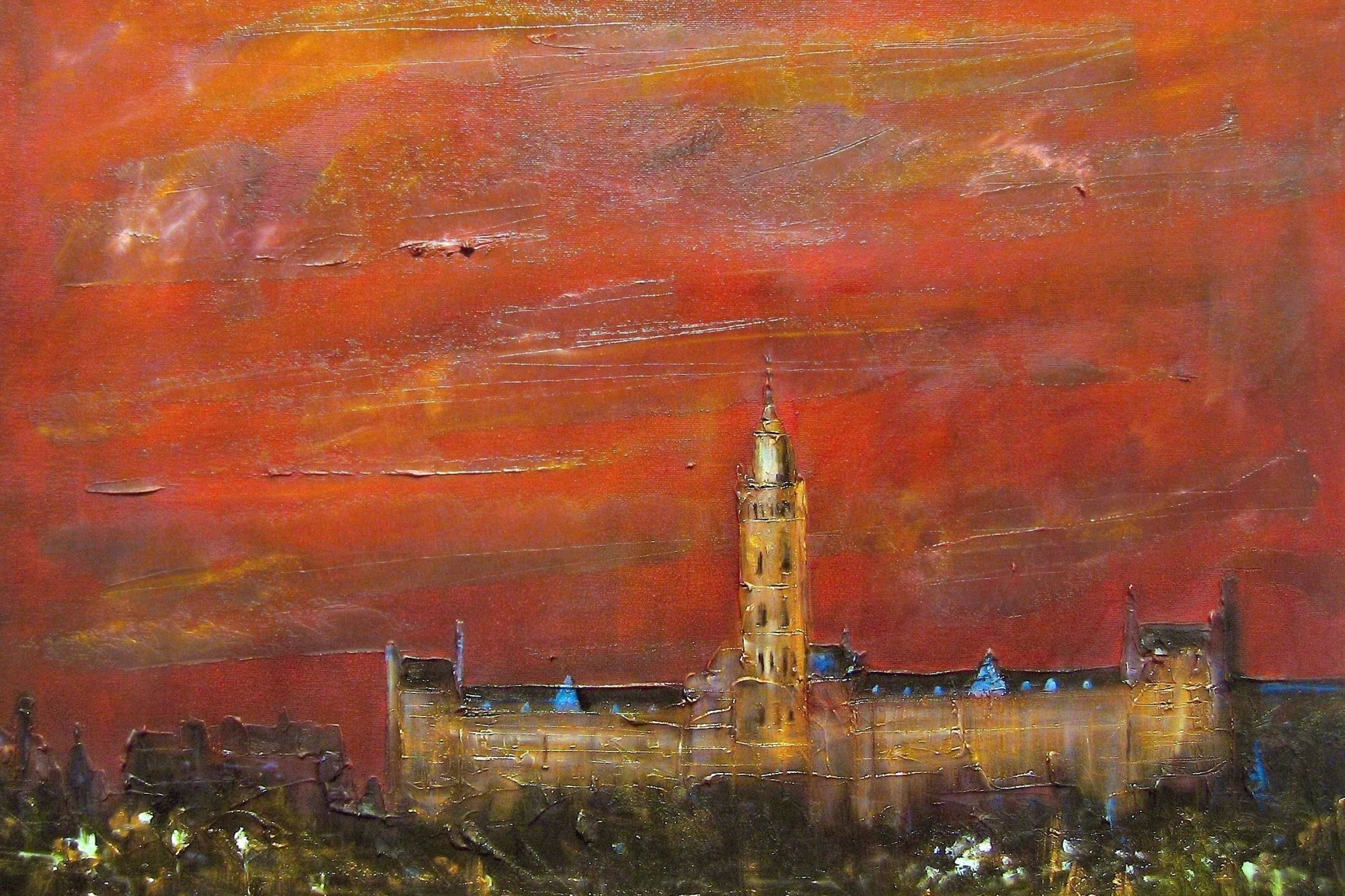 Glasgow University Dusk  | Statement Interior Wall Art from Scotland