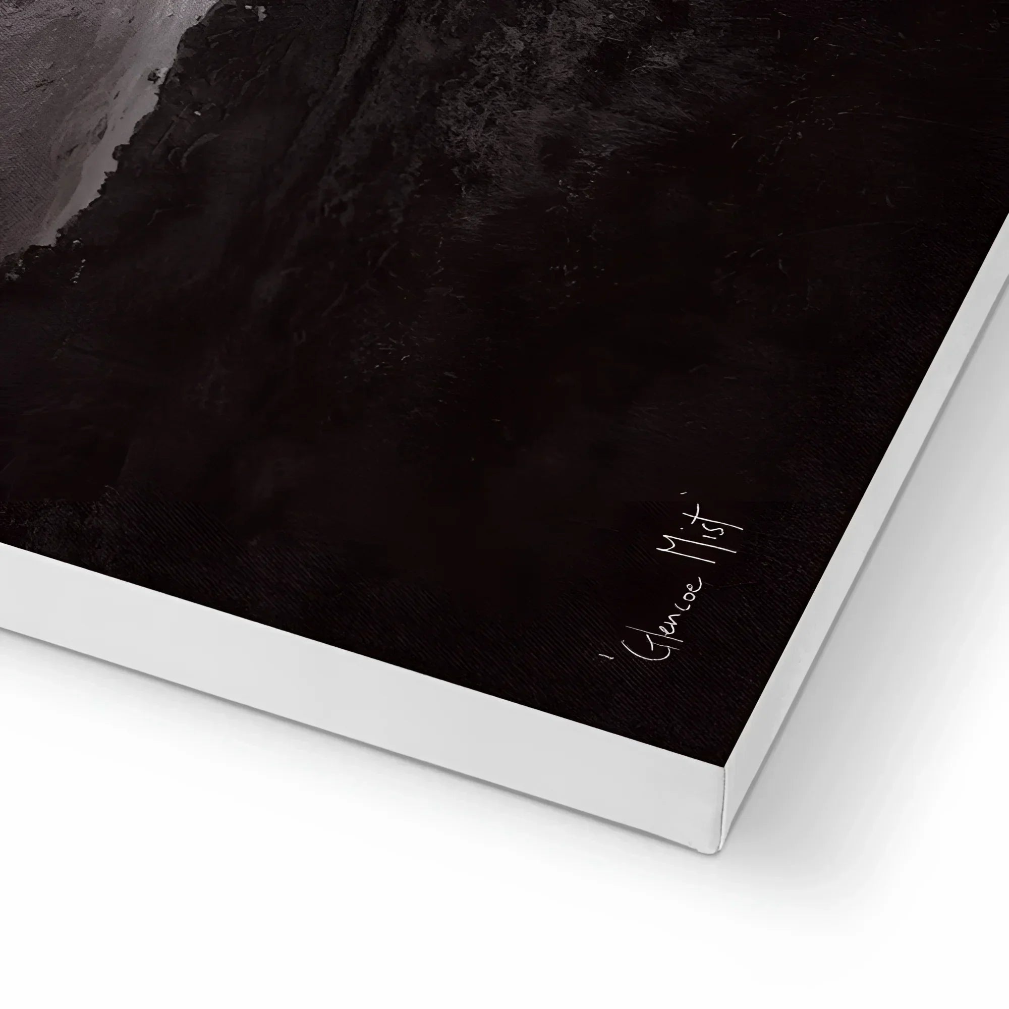 Glencoe Mist black abstract canvas wall art from Scotland