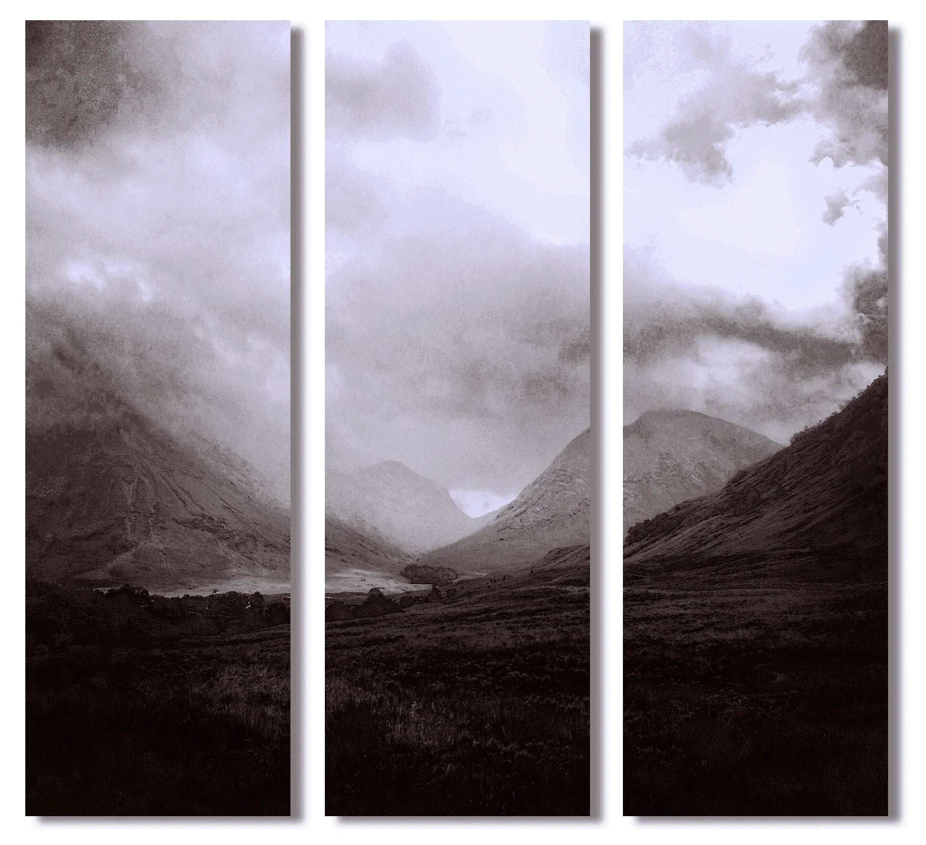 Glencoe Mist Triptych  | Statement Interior Wall Art from Scotland
