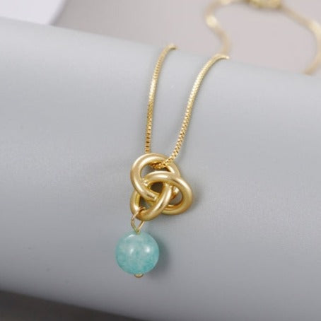 Gold Blue Bead Necklace - The Nancy Smillie Shop - Art, Jewellery & Designer Gifts Glasgow