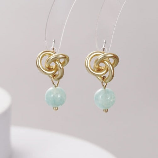 Gold Blue Bead Studs - The Nancy Smillie Shop - Art, Jewellery & Designer Gifts Glasgow