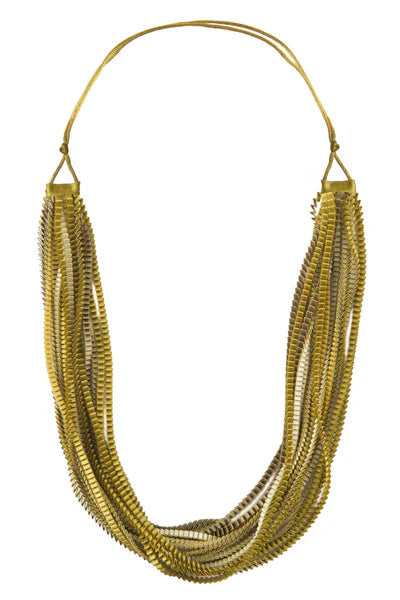 Gold, Cream & Olive Neos Necklace - The Nancy Smillie Shop - Art, Jewellery & Designer Gifts Glasgow