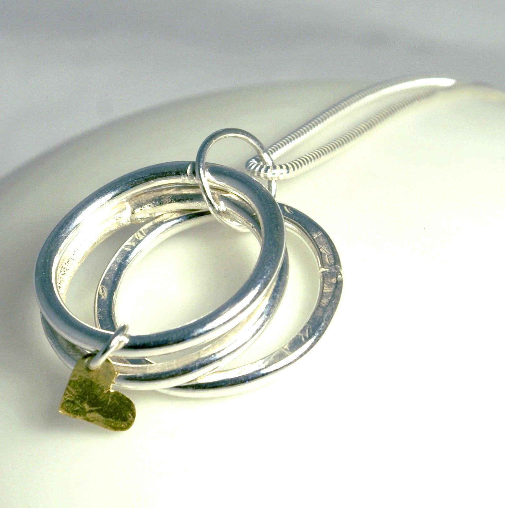 Gold Heart & 3 Hoop Pendant - The Nancy Smillie Shop - Art, Jewellery & Designer Gifts Glasgow