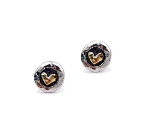 Gold Heart Circle Earrings - The Nancy Smillie Shop - Art, Jewellery & Designer Gifts Glasgow