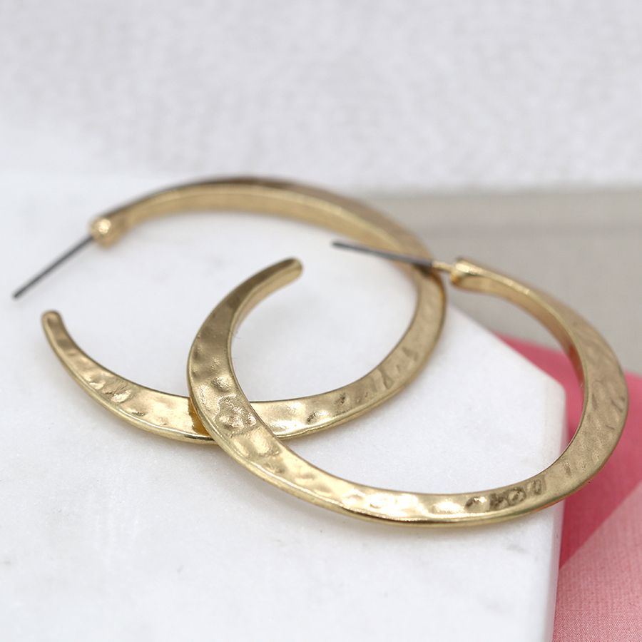 Gold Plated Beaten Hoops - The Nancy Smillie Shop - Art, Jewellery & Designer Gifts Glasgow