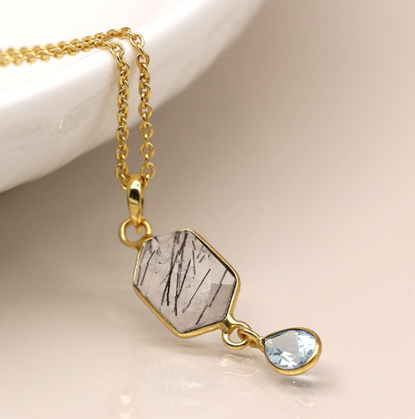 Gold Plated Blue Topaz Necklace - Jewellery - Scotland