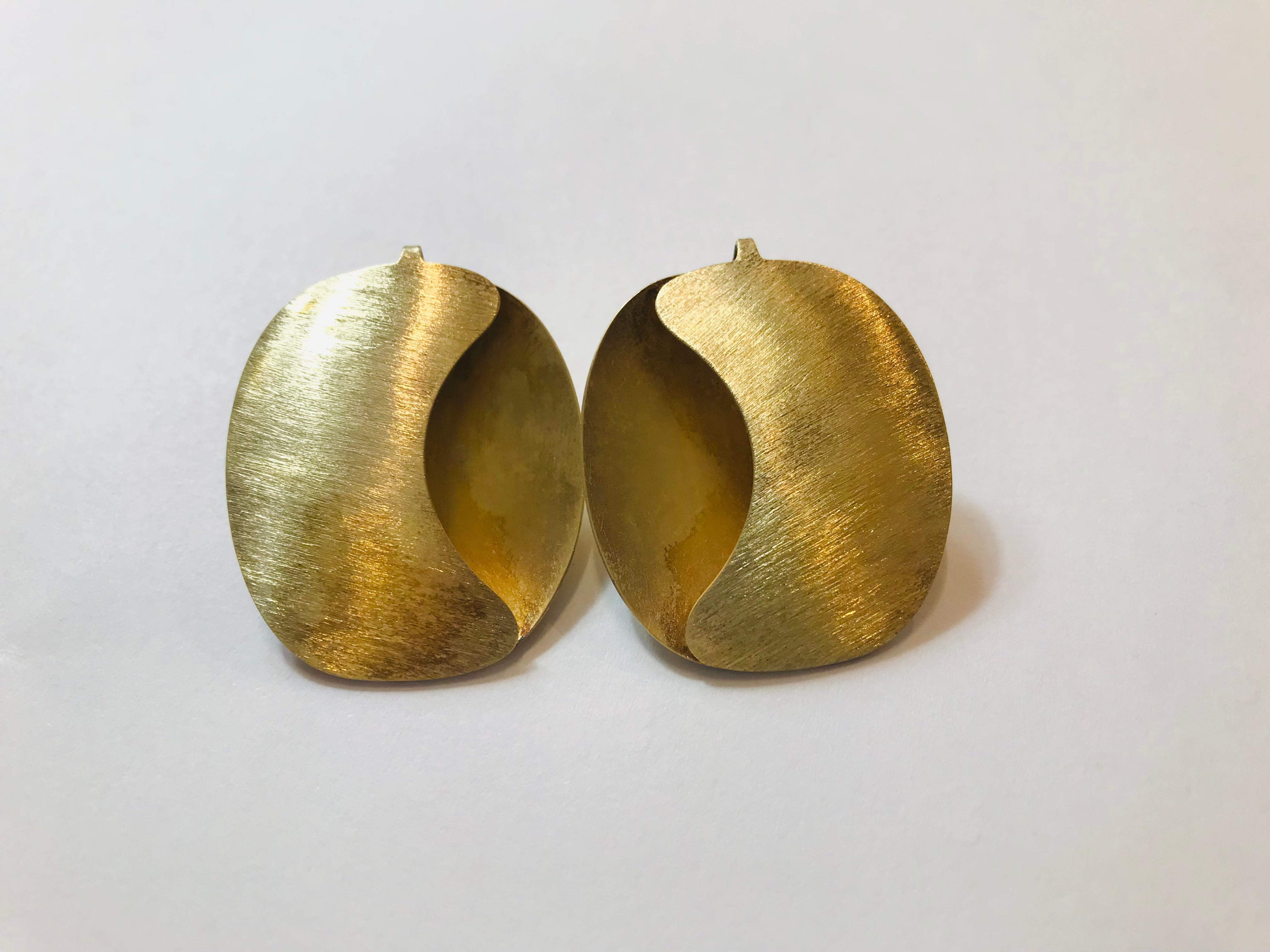Gold sculptural stud earrings - The Nancy Smillie Shop - Art, Jewellery & Designer Gifts Glasgow