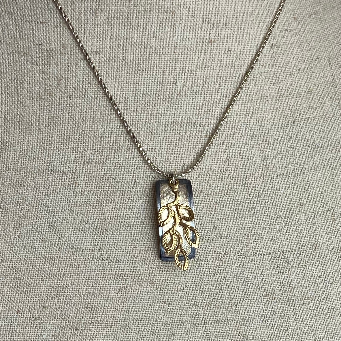 Gold & Silver Leaf Bar Necklace - The Nancy Smillie Shop - Art, Jewellery & Designer Gifts Glasgow