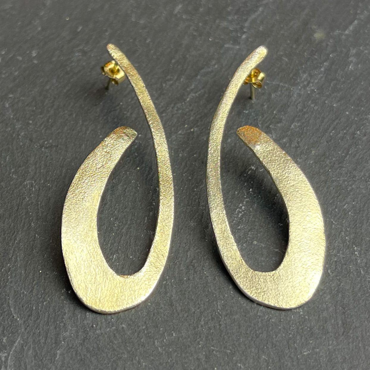 Gold Swoop Earrings - The Nancy Smillie Shop - Art, Jewellery & Designer Gifts Glasgow