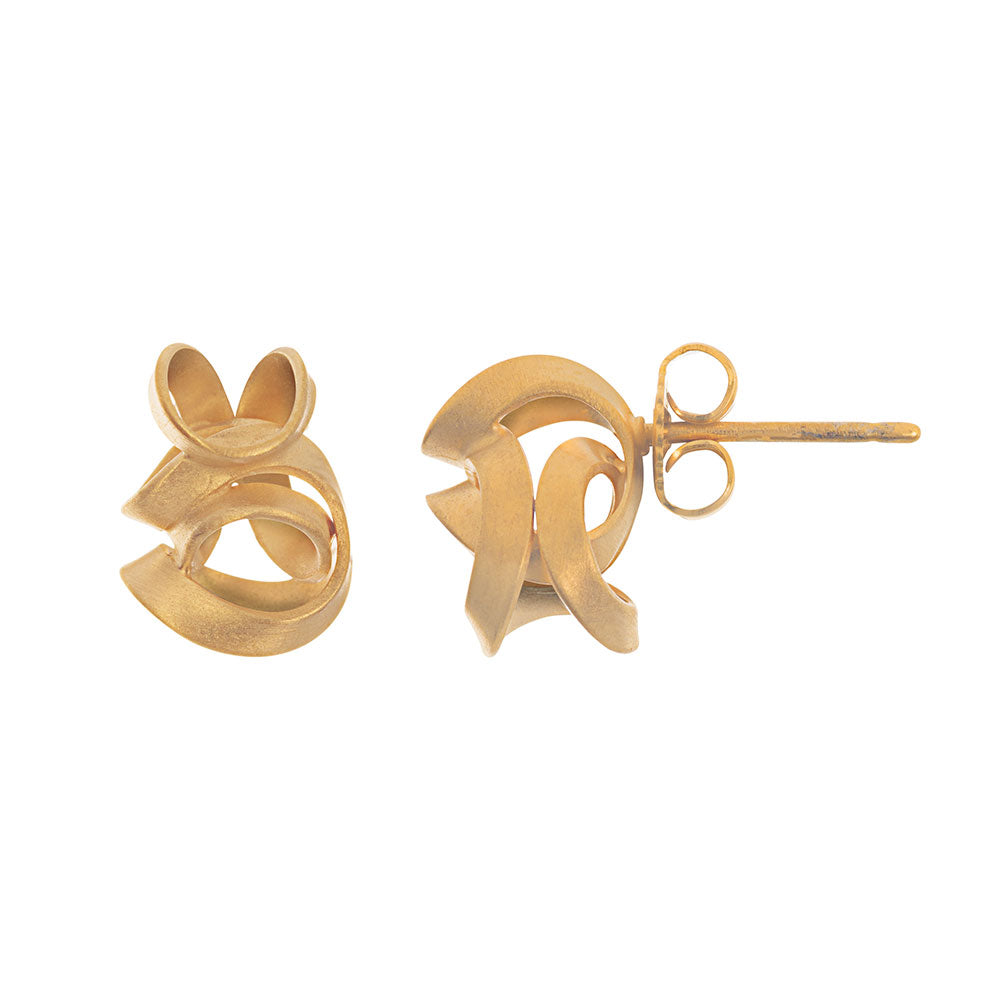 Gold Tangle Stud Earrings - The Nancy Smillie Shop - Art, Jewellery & Designer Gifts Glasgow