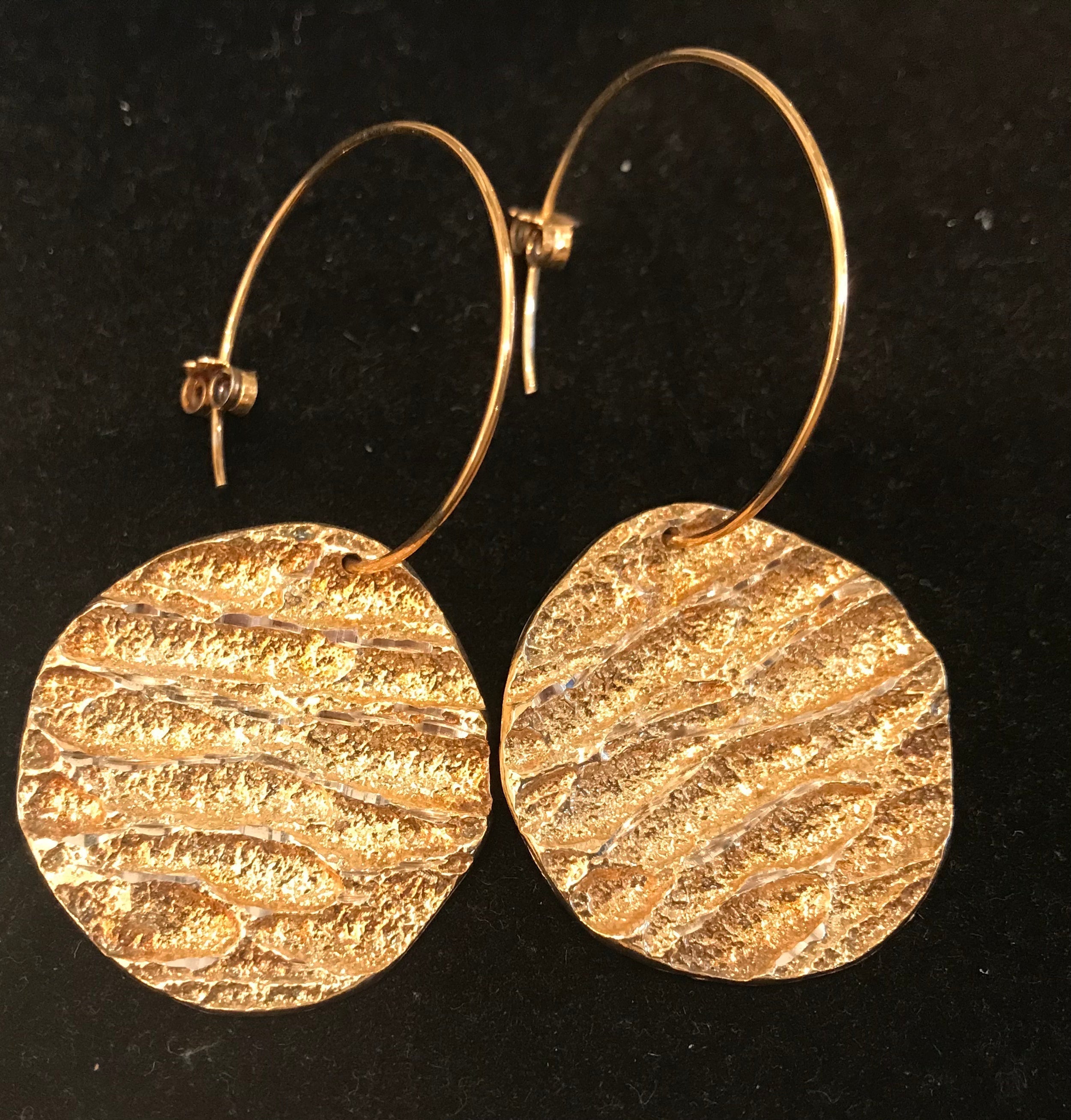 Gold Textured Hoop Earrings - The Nancy Smillie Shop - Art, Jewellery & Designer Gifts Glasgow