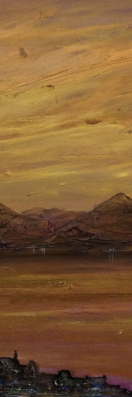 Gourock Autumn Dusk Triptych: Impressionistic Scottish mountain landscape at dusk