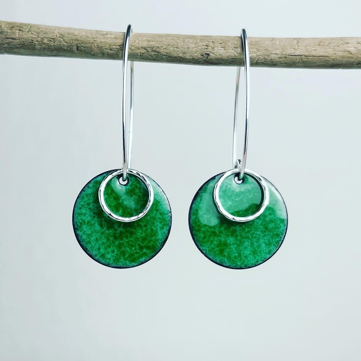 Grass Green Enamel Disc Earrings - The Nancy Smillie Shop - Art, Jewellery & Designer Gifts Glasgow