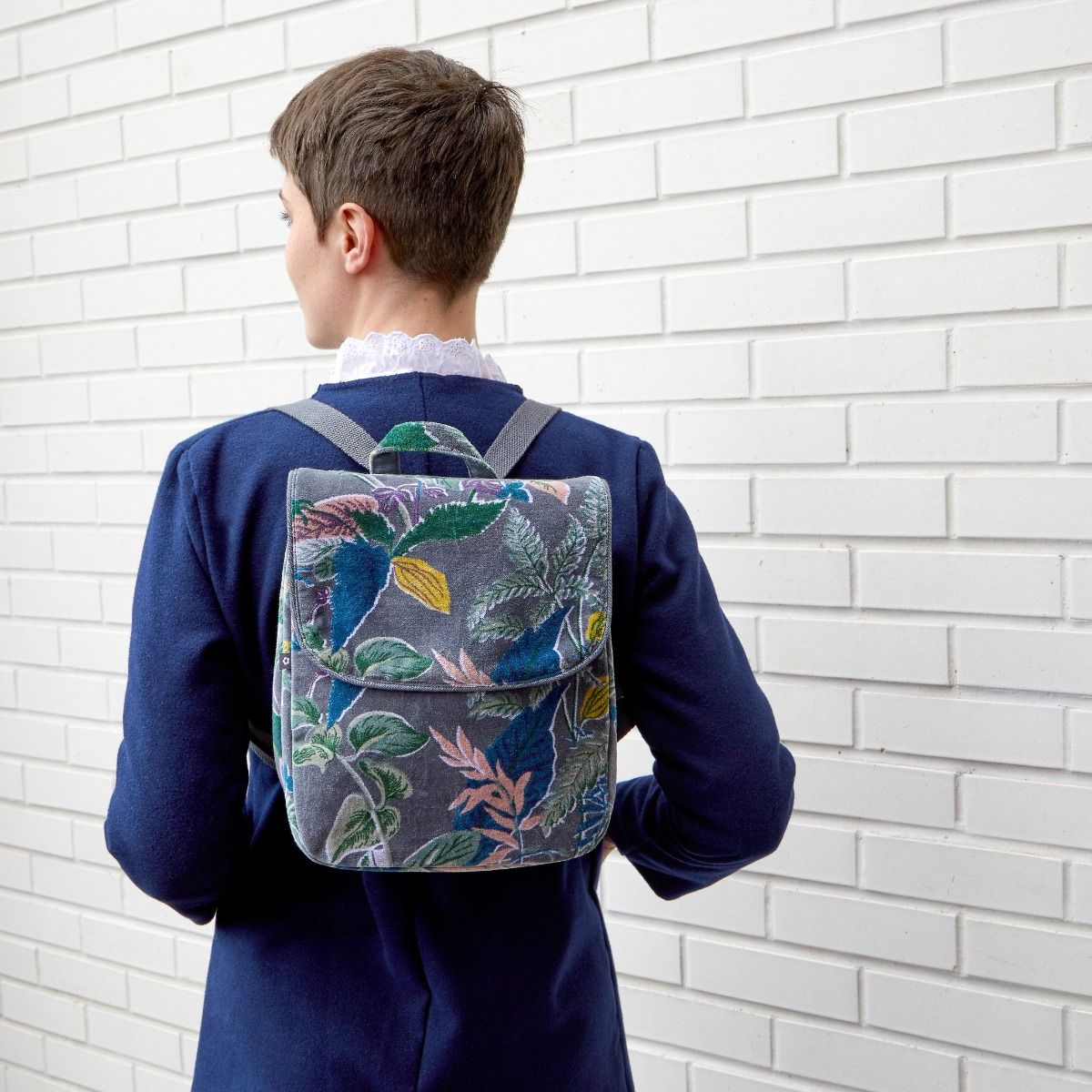 Grey Botanical Backpack - The Nancy Smillie Shop - Art, Jewellery & Designer Gifts Glasgow