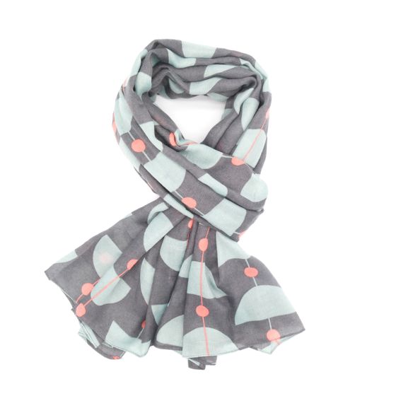 Grey Retro Shapes Scarf - The Nancy Smillie Shop - Art, Jewellery & Designer Gifts Glasgow