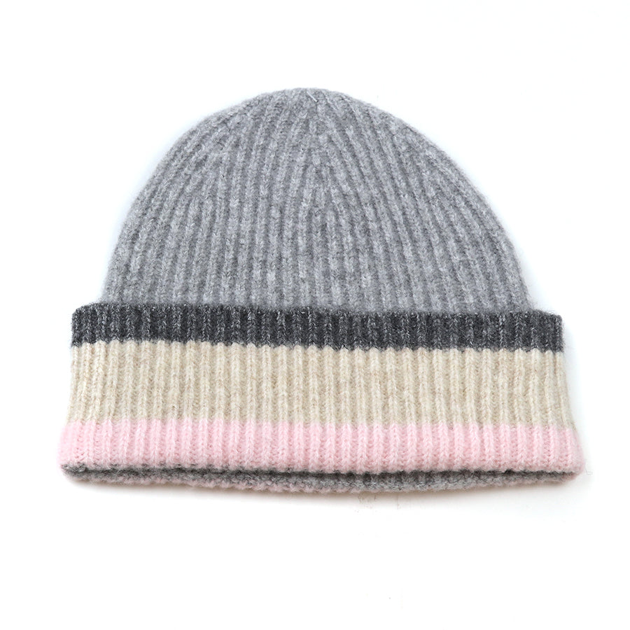 Grey/Pink/Beige Beanie hat