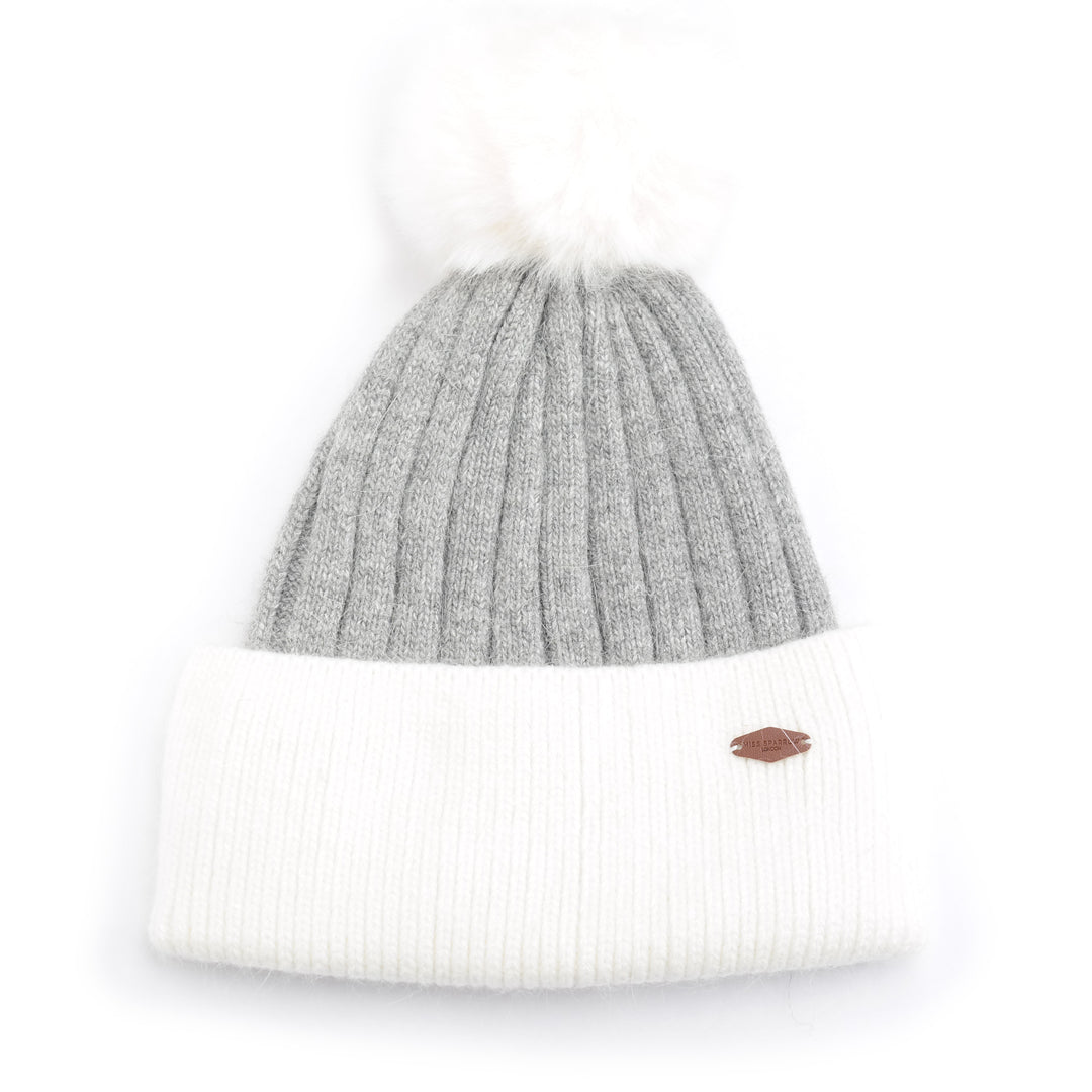 Grey White Bobble hat