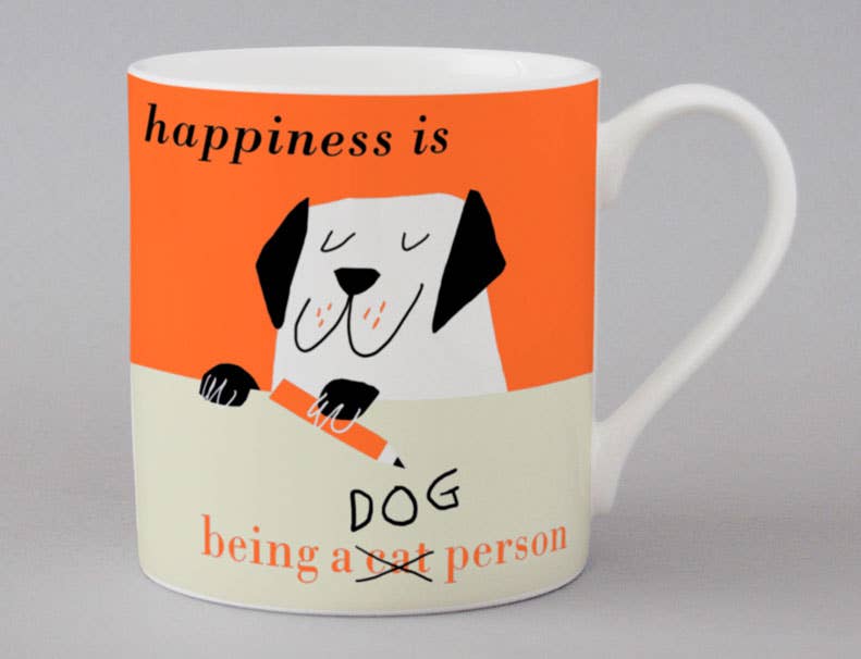 Happiness Dog Pencil Bone China Mug Orange - Mugs - Scotland