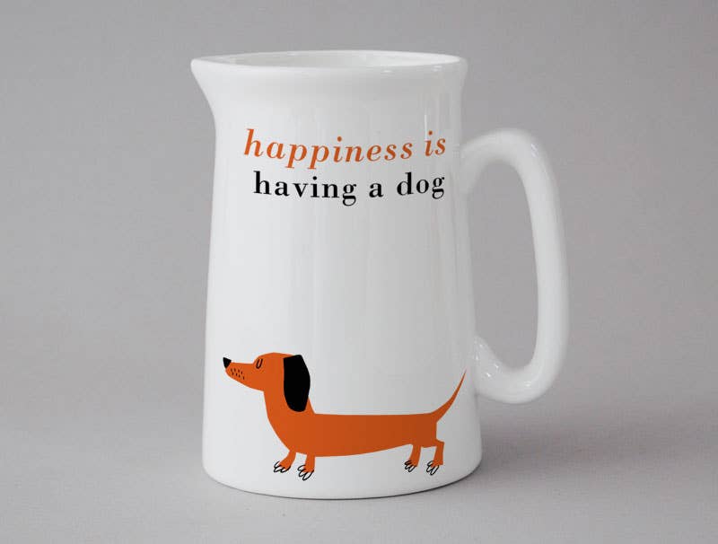Happiness Jugs: Medium Jug Dog Olive - Repeat - Scotland