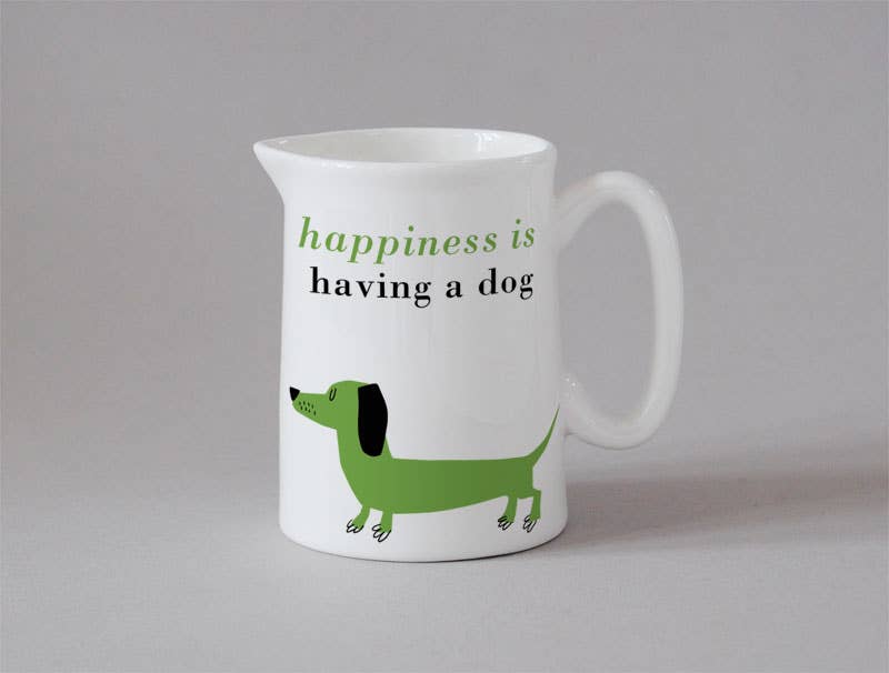 Happiness Jugs: Medium Jug Dog Olive - Repeat - Scotland