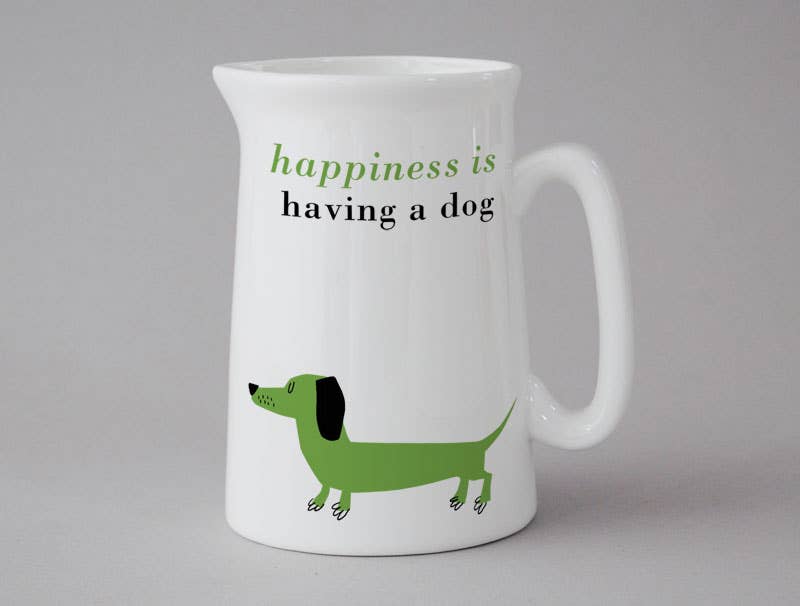 Happiness Jugs: Medium Jug Dog Olive - Repeat - Scotland