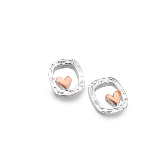 Heart and Rose Stud Earrings - The Nancy Smillie Shop - Art, Jewellery & Designer Gifts Glasgow