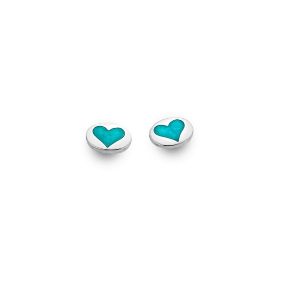 Heart and Turquoise Round Stud Earrings - The Nancy Smillie Shop - Art, Jewellery & Designer Gifts Glasgow