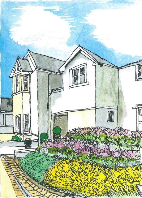 House Portraits by Damian Henry - Framed - The Nancy Smillie Shop - Art, Jewellery & Designer Gifts Glasgow