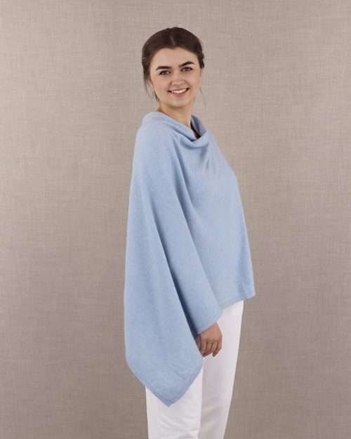 Ice Blue Cashmere Blend Poncho - The Nancy Smillie Shop - Art, Jewellery & Designer Gifts Glasgow