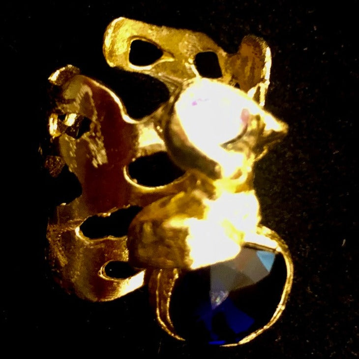 Indigo and Crystal Bronze ring - The Nancy Smillie Shop - Art, Jewellery & Designer Gifts Glasgow
