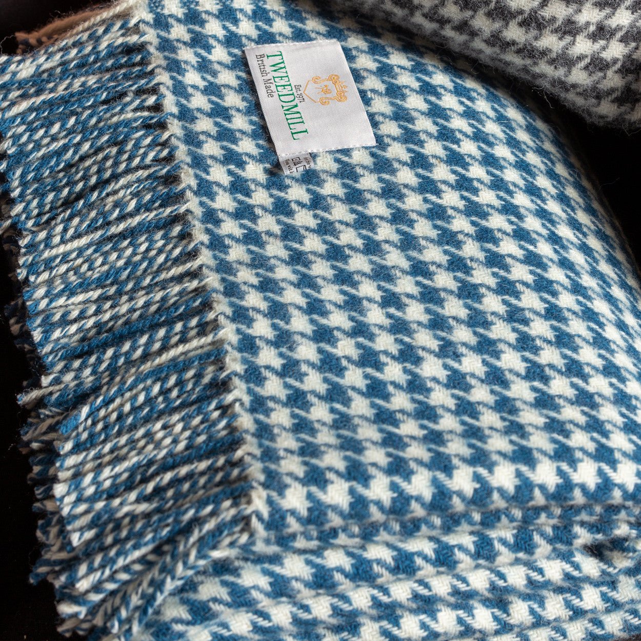 Ink Blue Houndstooth Throw - The Nancy Smillie Shop - Art, Jewellery & Designer Gifts Glasgow