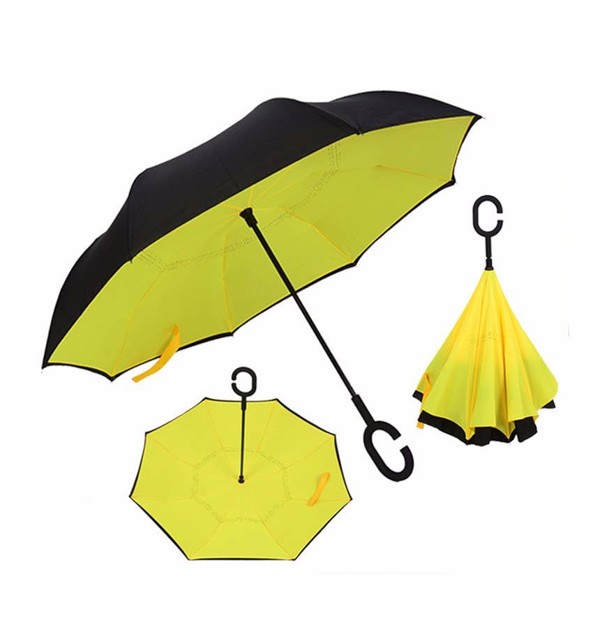 Inside out Plain Yellow Umbrella - The Nancy Smillie Shop - Art, Jewellery & Designer Gifts Glasgow