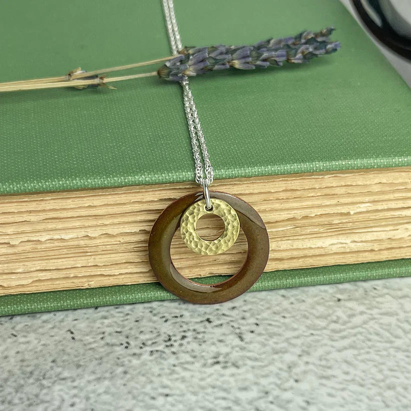 Khaki Hoop Enamel Necklace - Jewellery - Scotland
