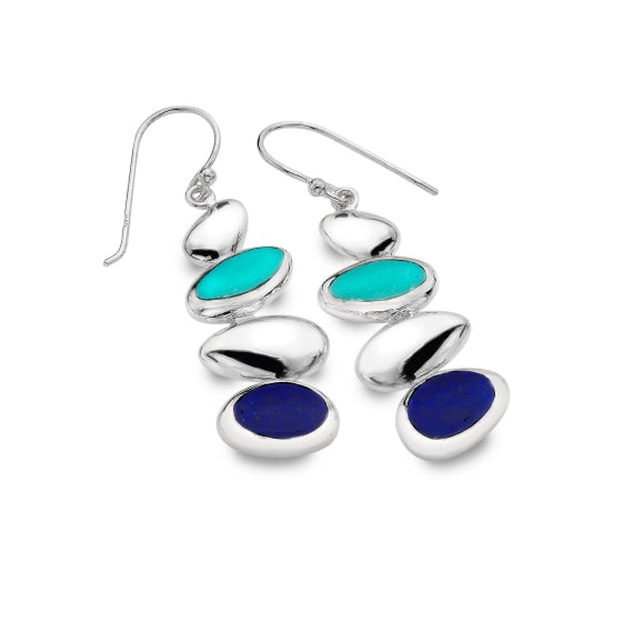 Lapis & Turquoise Pebble Earrings - The Nancy Smillie Shop - Art, Jewellery & Designer Gifts Glasgow