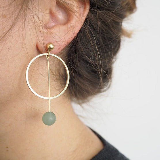 Large Circle Gemstone Pendulum Earrings - The Nancy Smillie Shop - Art, Jewellery & Designer Gifts Glasgow