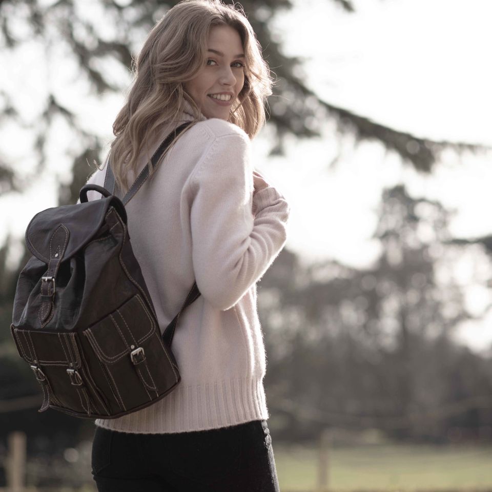 Large Dark Brown Leather Rucksack - The Nancy Smillie Shop - Art, Jewellery & Designer Gifts Glasgow