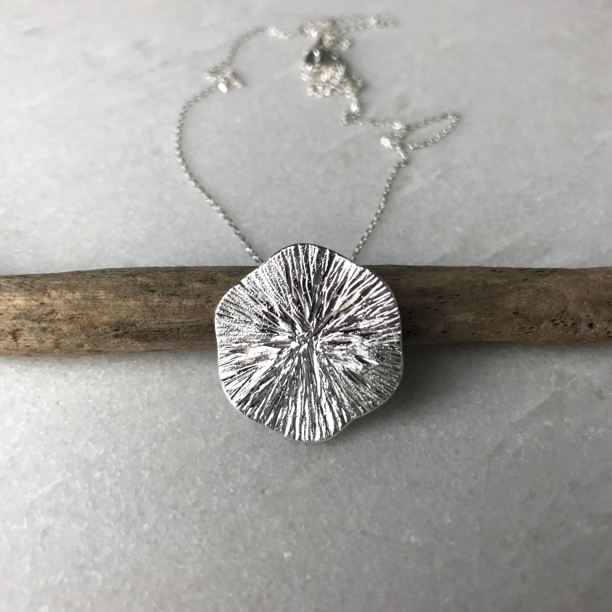 Large Silver Textured Disc Necklace - The Nancy Smillie Shop - Art, Jewellery & Designer Gifts Glasgow